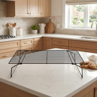 Folding Cooling Rack, 25cm Square Cake Rack, Non-Stick Carbon Steel, Matte Black Baking Accessories for Hobby Bakers
