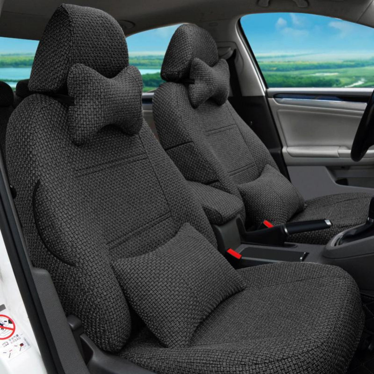 Full Car Seat Cover Set Universal Fit Vehicle Interior Accessory Breathable