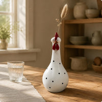 Long Neck Chicken Figurine Vase Farmhouse Charm Colorful Chicken Figurine Vase Indoor and Outdoor Use Cockerel Planter for Living Room