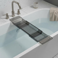 Extendable Bath Tray Water-Resistant Adjustable Bathtub Tray Drainage Holes Non-Slip Bath Shelf