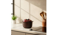 Ceramic Casserole Pot Stone-Textured Ceramic Casserole with Lid Deep for Kitchen