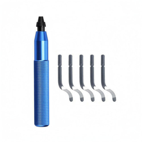 Handheld Deburring Tool Blue Handle Knurled Grip Deburring Tool Portable Chamfering Machine for Metalworking