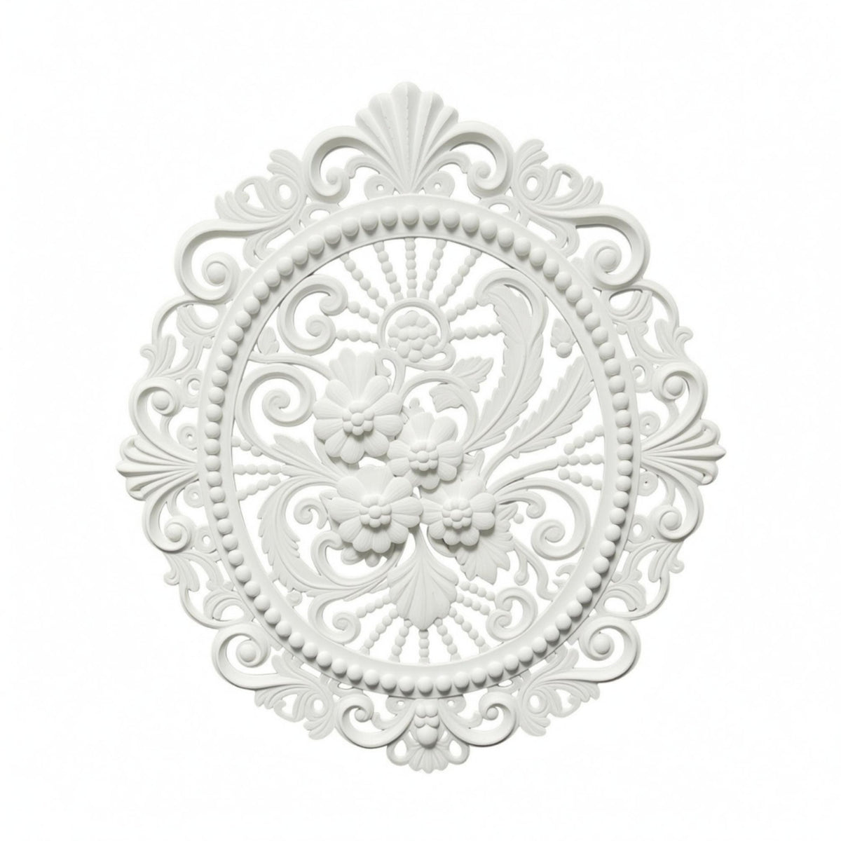 Oval Flower Wall Plaque Textured Finish Baroque Wall Plaque Decorative