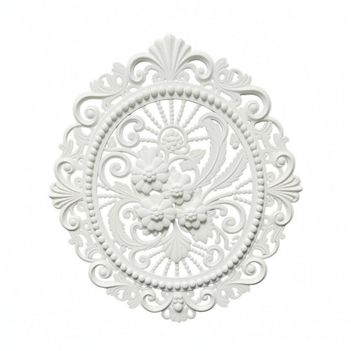 Oval Flower Wall Plaque Textured Finish Baroque Wall Plaque Decorative