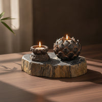 Vintage Candle Holder Handcrafted Carved Candle Holder Antique-Looking Tealight Holders for Tabletop, Meditation