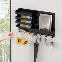 Wall Mounted Organizer with Tray, Carbon Steel Storage Rack, Space Saving Hanging Organizer for Kitchen, 10kg Load