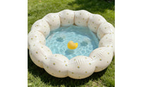 Petal Shape Portable Baby Pool Multi-Purpose Scalloped Border Inflatable Pool Eco-Friendly PVC Kids' Water Toy Cute Pattern for Toddlers