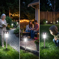 Solar Lights Outdoor Garden Decor with Abstract Shape, Color Changing Solar Powered Garden Lights, Stainless Steel Driveway Lights, 1 Count