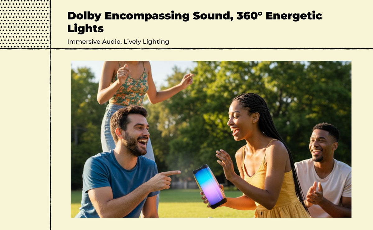 Mini speaker with bass, LED lighting