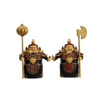 Resin Door God Figurines Traditional Decorative Statue Golden for Grand Opening