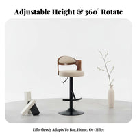 Upholstered Swivel Stool with Backrest Adjustable Height Bar Chair for Cafe