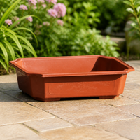 Rectangular Flower Box, Terracotta-Look Planter, Balcony Box with Drainage, 240ml, 5 Pieces, for Flowers & Herbs