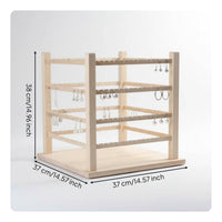 Solid Wood Electric Rotating Earring Stand Large Capacity Rotating Earring Display Stand Stable and Balanced Wooden Base Jewelry Rack Easy Assembly for Live Streamers, Trade Shows
