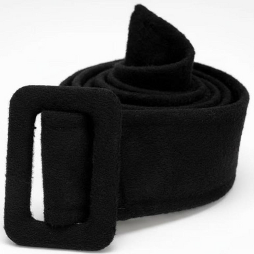 Black wool coat, adjustable belt