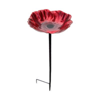 Garden Stake with Flower Basin Metal Flower Bird Feeder Wide for Flowerbed
