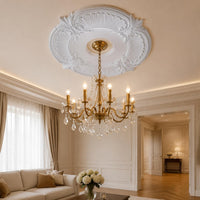 Round PU Light Plate Overhead Ceiling Medallion French Decorative Overhead Medallion Easy to Install