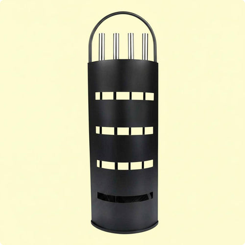 Freestanding Fireplace Accessory Black Metal Firewood Holder Rigid Frame