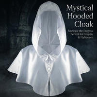 Carnival Hooded Cloak for, Gothic Fancy Dress Costume, Medieval Cosplay Cape wit #variant:White
