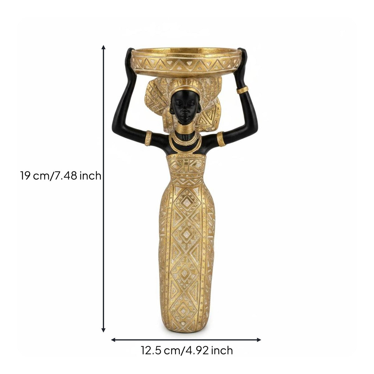 Resin Statue Candle Holder Handmade Look African Women Sculpture