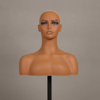 Hairpiece Head with Shoulders Realistic Mannequin Head with Shoulders Long-Neck for Hairstylists, Jewelers, Salons, Studios, Boutiques