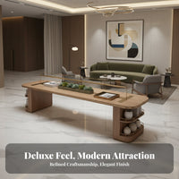 Solid Wood Library Table Minimalist Design Reception Area Table Set Built-in Lighting Commercial Furniture for Interior Designers, Lobby, Sales Center