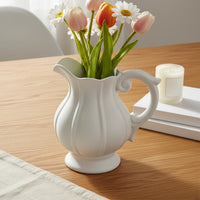 Fluted Flower Pitcher Elegant Design Decorative Jug with Handle Retro Design