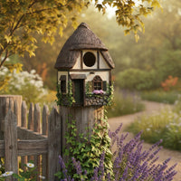 Thatched Roof Birdhouse Rustic Hanging Birdhouse Bird-Safe for Outdoor