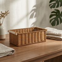 Rectangular Woven Basket Open Top Rectangular Storage Basket Handwoven