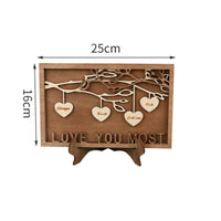 Heart Name Tree Ornament Keepsake Engraved Family Name Sign for Desktop, Parents