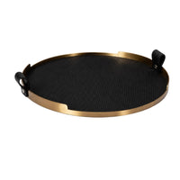 Tray with Handles Low-Profile Round Metal Tray Sleek for Coffee Table