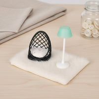 Miniature Living Room Set Hollow Design Dollhouse Chair and Lamp Set