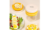 Stainless Steel Egg Cutter with Storage Cup Easy to Use Manual Egg Cutter Multifunction Kitchen Gadget Dishwasher Safe for Dorm Rooms
