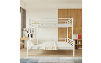 Space-Saving Metal Bunk Bed Steel Bunk Bed with Ladder Long-Lasting Furniture Sturdy for Teens, Students