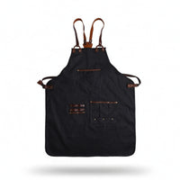 Bib Apron with Straps Reinforced Kitchen Cooking Apron with Pockets Heavyweight for Barbers, Workshop, Cafe, Grilling