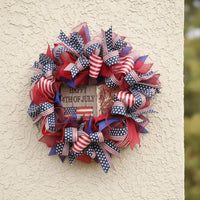 Independence Day Wreath Festive Wall Hanging Red White and Blue