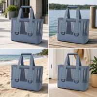 Mesh Tote Bag Reinforced Equipment Bag with D Rings Structured for Pool, Boat