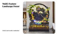 Soothing Sound Water Curtain Screen with Aquatic Creatures Aquarium Natural Humidifier Rockery Waterfall Fountain Built-in Atomizer Indoor Waterfall Aquarium Handmade for Outdoor, Lobby, Office, Restaurant