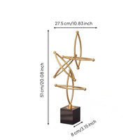 Geometric Star Sculpture Gold Sculpture with Marble Base Abstract Decorative Piece for Office