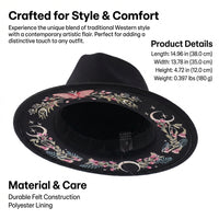 Cowboy Hat Women Cowgirl Sun with Tie Dye Butterfly Print, Polyester Felt Wide Brim for Beach Wear and Protection, Western Style
