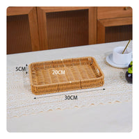 Woven Plastic Tray Long-Lasting Rattan-Style Tray Decorative