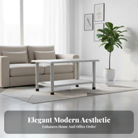 Double-Level Rectangular Stand Modern Design Coffee Table Minimalist Aesthetic Easy to Clean for Renters, Adults
