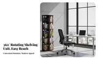 360-Degree Rotating Revolving bookshelf Tower Floor-Standing 5-Tier revolving Book Tower Movable with casters bookshelf Space-Saving Design for Apartment Dwellers, Homeowners, Living Room, Home Office, Bedroom, Playroom