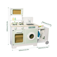 Play Fridge Cooktop Sink Set Realistic Simulation Sound and Illuminated Kitchenette Toy Multi-Functional Wooden Toy Kitchen