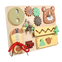Wooden Montessori Busy Board for Kids - Hand-Eye Coordination and Shape Recognition