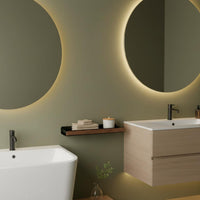 Bathroom Shelf with Towel Rail Slim Home Fixture Black Brackets