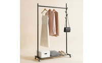 Freestanding Single Rod Clothes Rack Compact Clothes Rack with Wheels Heavy Duty Furniture Sturdy for Laundry Room, Apartment