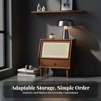 Bedside Storage Cabinet Modern Minimalist Design Wicker-Front Cabinet for Study