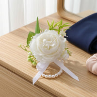 Wrist Corsage with Pearl Bracelet Decorative Wristlet Accessory Lightweight for Bridesmaids, Weddings, Prom