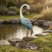 Cast Iron Crane Statue Textured Iron Crane Statue Stable Garden Base Decor for Courtyard