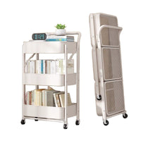Foldable 3-Tier Utility Cart with Wheels, No Installation Needed
